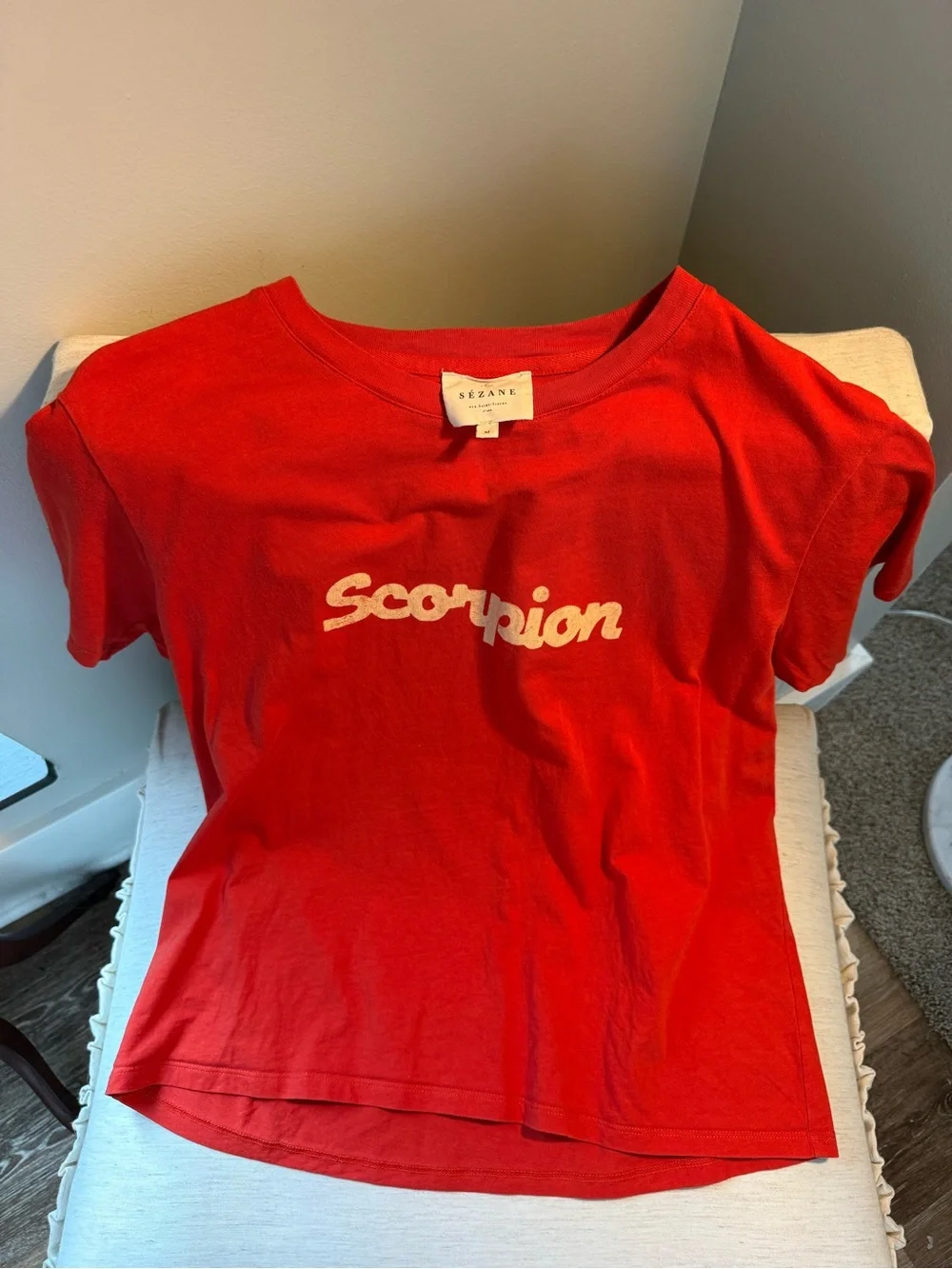 Sézane Red "Scorpion" Graphic Tee-astrology collection-Scorpio - Picture 4 of 6
